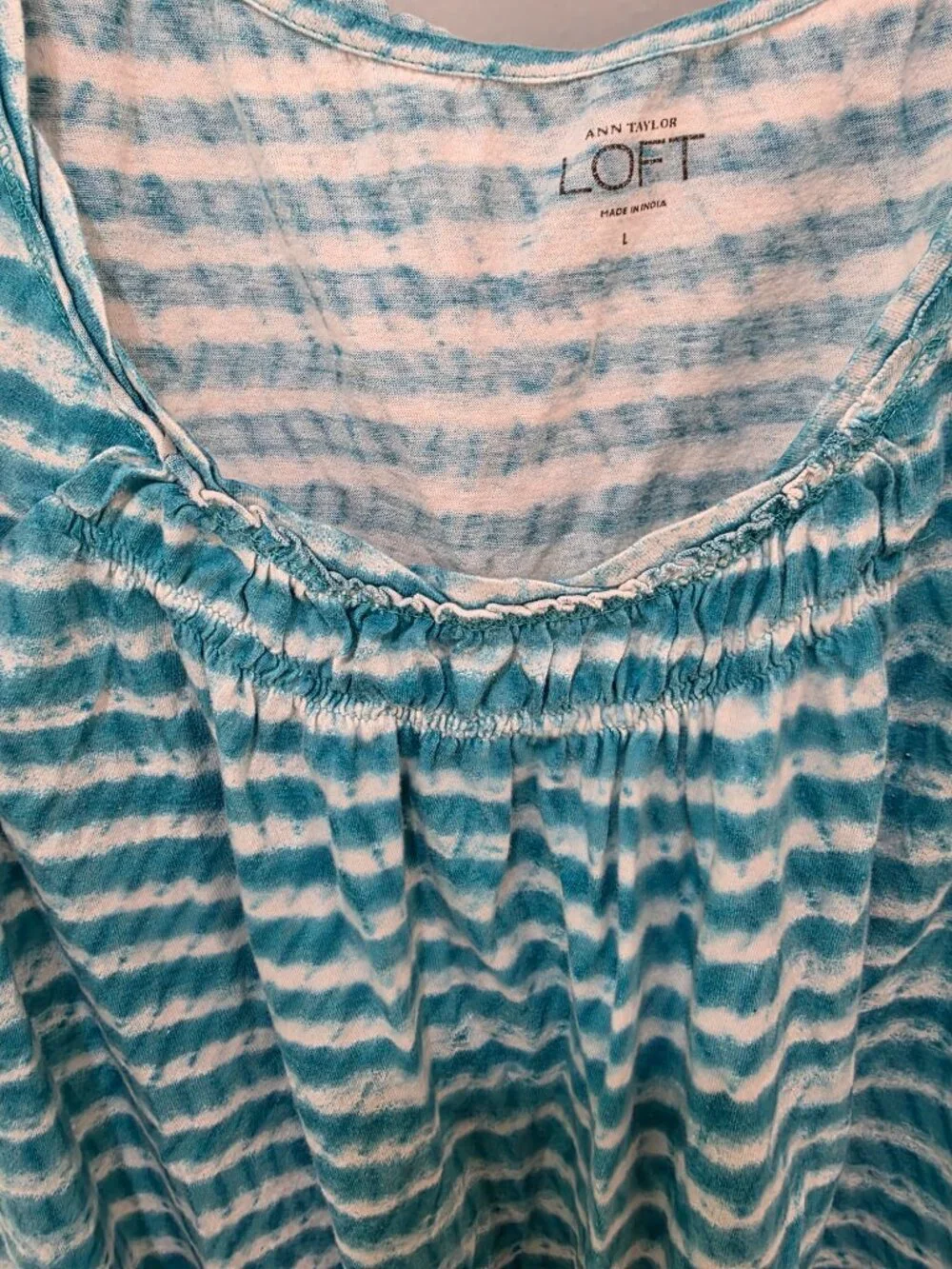 Ann Taylor LOFT Blue‎ & White Stripe Tank Top – Women’s Size Large - Picture 5 of 6